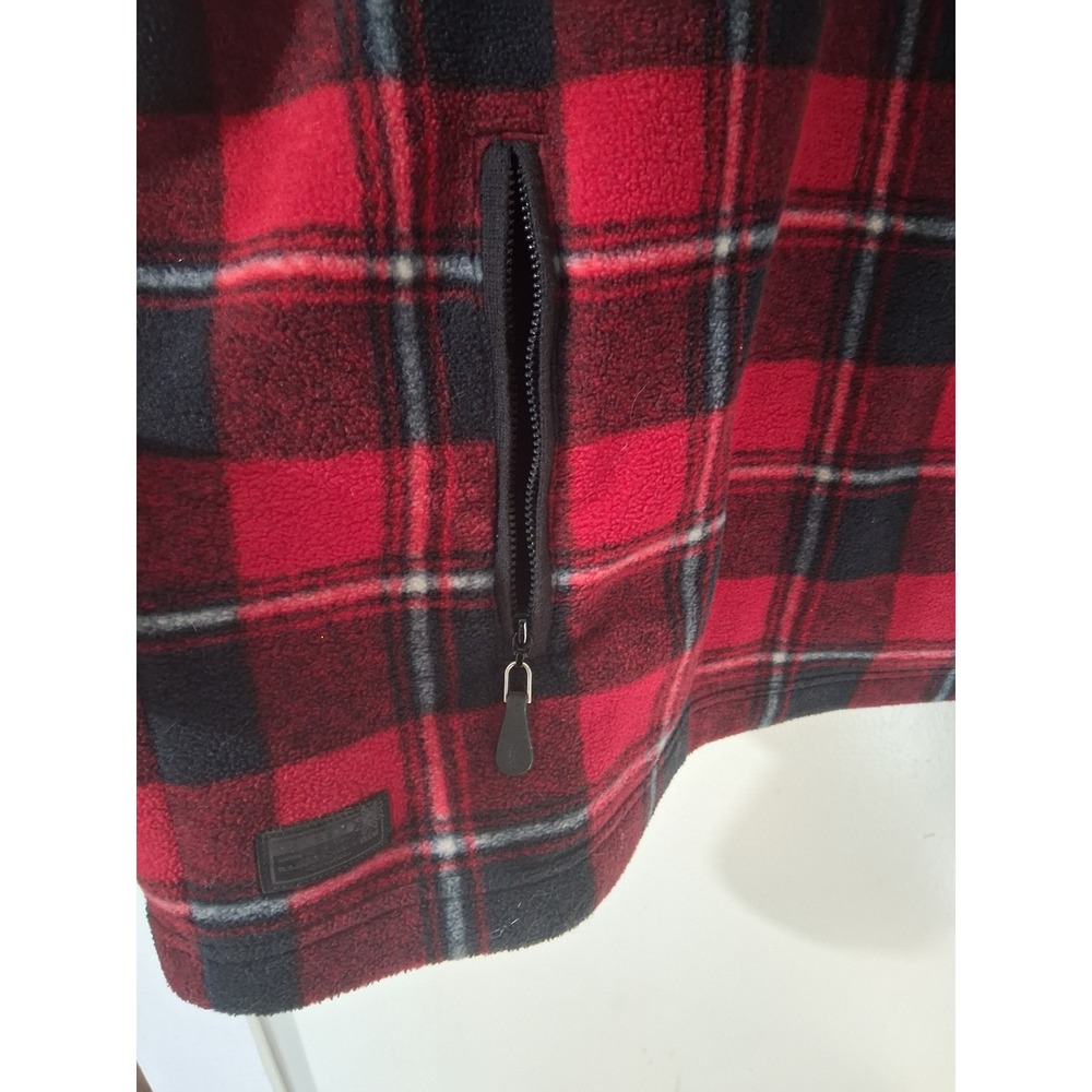 Lauren Ralph Lauren M Red Black Plaid Fleece Quarter Zip Pullover - Picture 5 of 6